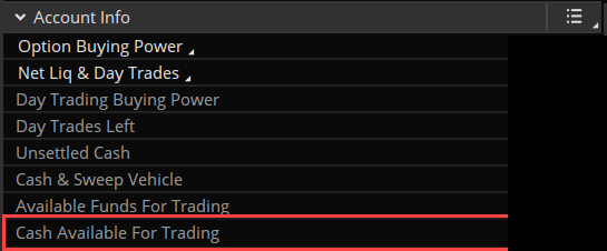 Thinkorswim Account Info Explained